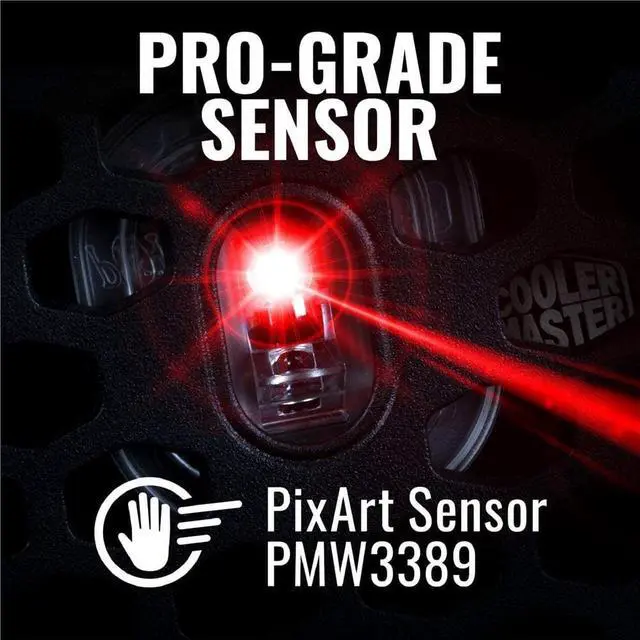 Alt view image 10 of 14 - Cooler Master MM710 Pro-Grade Gaming Mouse (Glossy Black) - 53g Lightweight, Honeycomb Shell, Ultralight Ultraweave Cable, Pixart 3389 16000 DPI Optical Sensor