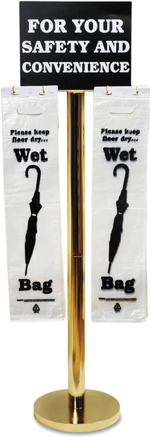 Alt view image 2 of 6 - Tatco - 57029 - Wet Umbrella Bag Stand, 16w x 12d x 54-1/2h, Brass-Plated Metal