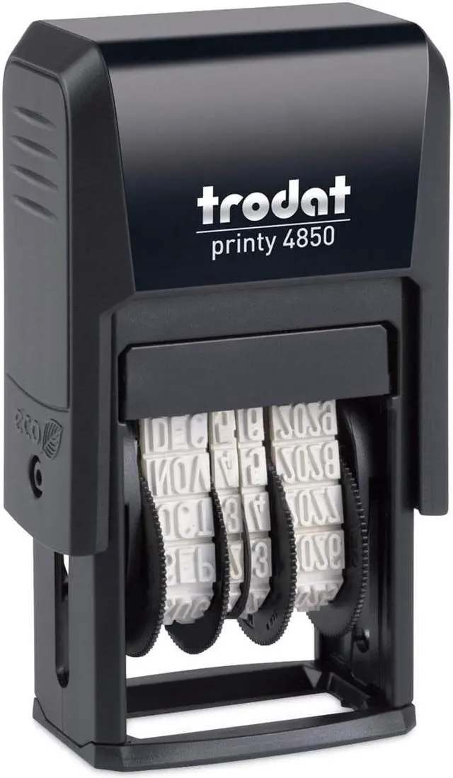 Alt view image 4 of 4 - Trodat Econ Micro 5-in-1 Message Stamp Dater Self-Inking 1 x 3/4 Blue/Red