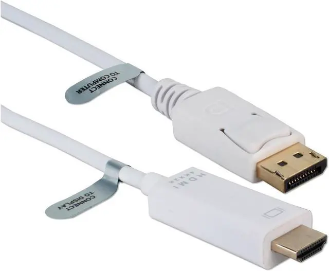 Alt view image 2 of 3 - QVS DPHD-10W 10 ft. White DisplayPort to HDMI 4K Digital A/V White Cable Male to Male