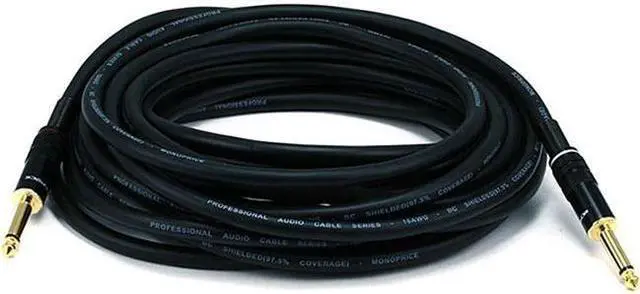 Alt view image 5 of 5 - Monoprice Audio Cable Cord - 25 Feet - Black | 1/4 Inch (TS) Male to Male -16AWG, Gold Plated - Premier Series