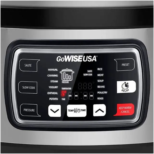 Alt view image 10 of 15 - GoWISE USA GW22708 Ovate 8.5-Qt 12-in-1 Electric Pressure Cooker Oval with Slow Cook, Rice, Yogurt, Egg, Saute, Steamer, Keep Warm Functions + Accessories & Recipes, Stainless Steel