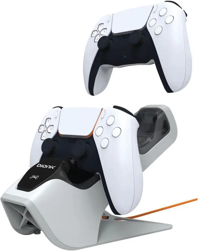 Alt view image 8 of 10 - Bionik Power Stand for Playstation 5: Dual PS5 Controller Charging Station with Overcharger Protection - Power Adapter Included (BNK-9067)