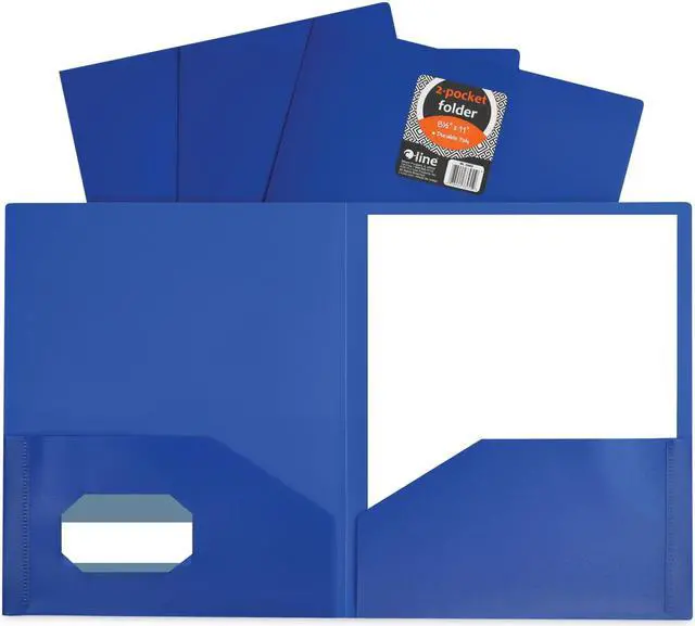 Alt view image 2 of 2 - C-Line Products Two-Pocket Heavyweight Poly Portfolio Folder, Blue, 1/EA