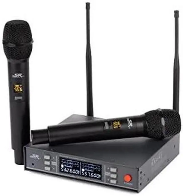 Alt view image 6 of 7 - Monoprice 200-Channel UHF Dual Handheld Wireless Microphones System, 262foot (80meter) Range, Perfect for Church, Birthdays, Karaoke, Weddings, Events - Stage Right Series