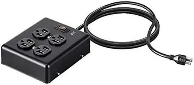 Alt view image 7 of 7 - Monoprice Heavy Duty 4 Outlet Metal Surge Power Box - Black With 6 Feet Cord | 180 Joules