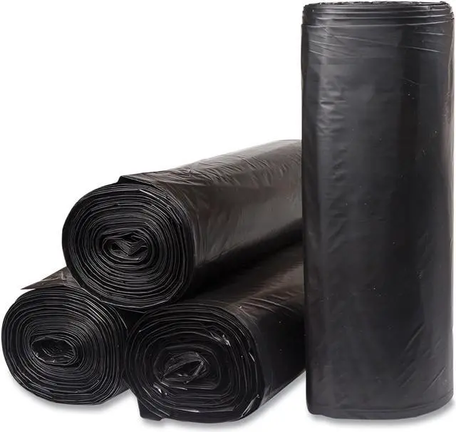 Main image of Low-Density Commercial Can Liners 45 gal 1.2 mil 40" x 46" Black Interleaved Roll 10 Bags/Roll 10 Rolls/Carton ECI404612K
