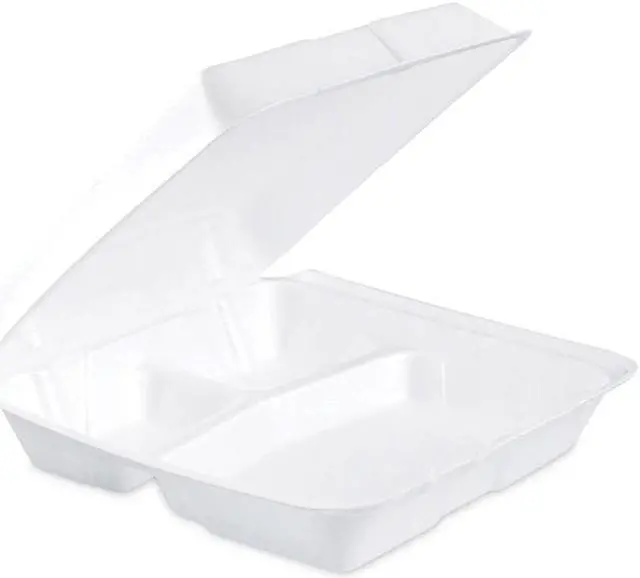 Main image of Dart Insulated Foam Hinged Lid 3 Compartment Containers White 400 Count 95HT3