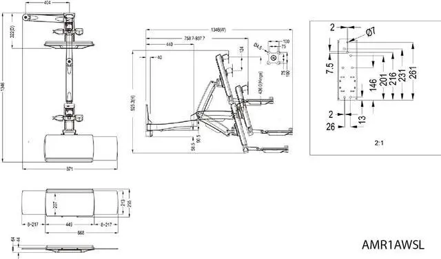 Alt view image 5 of 5 - Amer Networks Mounting Arm For Monitor Keyboard Mouse - Taa Compliant