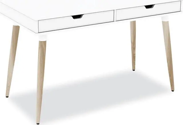Alt view image 5 of 6 - Scandinavian Writing Desk, 47.24" x 23.62" x 29.53", White/Beigewood