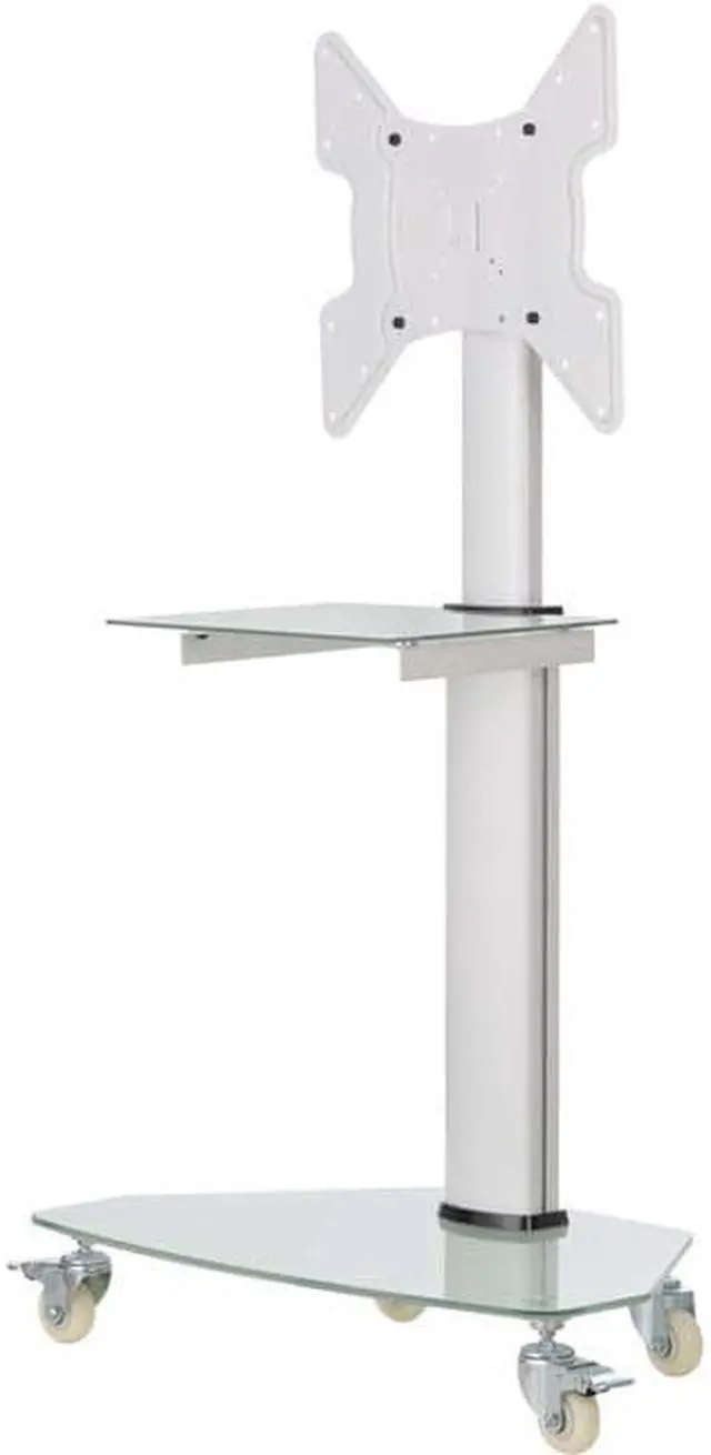 Main image of Tripp Lite Premier Rolling TV Cart for 32" to 55" Displays Frosted Glass Base and Shelf Locking Casters White DMCS3255SG62W
