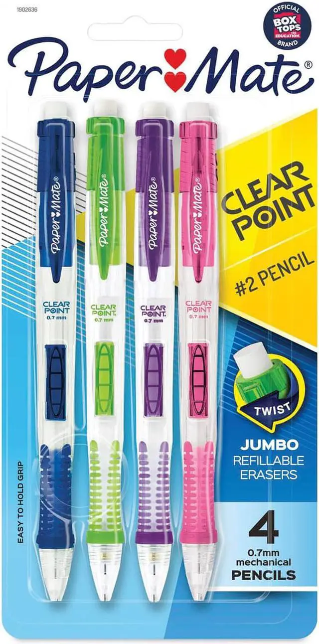 Alt view image 3 of 3 - PaperMate Clear Point Mechanical Pencil 0.7mm HB #2 Assorted Colors 4Pk 2087147