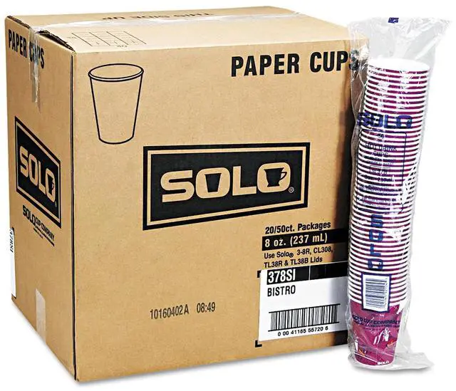 Alt view image 3 of 5 - SOLO 412SIN Dart Paper Hot Drink Cups in Bistro Design, 12oz, Maroon, 50/Bag - 1 Carton (20 Bags)