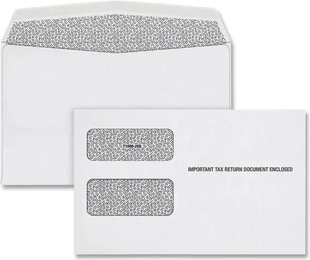 Alt view image 2 of 2 - Tops Wht 1099 Double Window Envelope, Gummed Closure, 5.63 x 9, 24/PK (TOP22222)