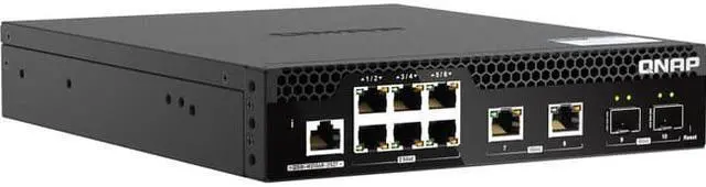 Main image of QNAP - 8 Ports - Manageable - 10 Gigabit Ethernet, 2.5 Gigabit Ethernet - 10GBase-T, 10GBase-X, 2.5GBase-T - 2 Layer Supported - Modular - 40 W Power Consumption - Twisted Pair, Optical Fiber - Rack-m