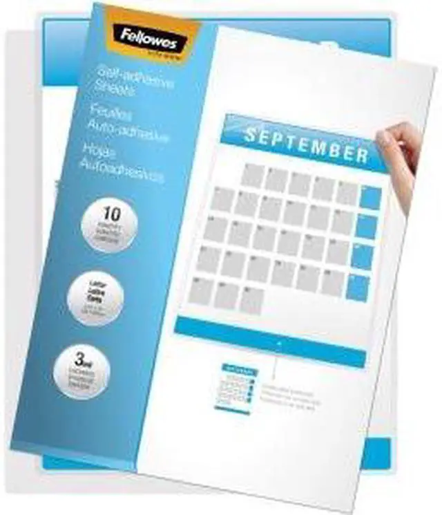 Alt view image 5 of 13 - Fellowes Self-Adhesive Laminating Sheets 9" x 12" 10/Pack (5221501) 719627