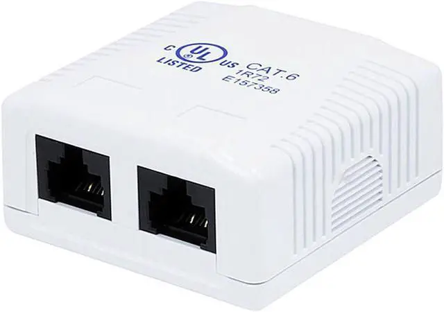 Alt view image 8 of 11 - Monoprice 2-port Cat6 Surface Mount Box - White
