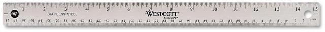 Alt view image 6 of 8 - Westcott Ruler, 15 Inch, Stainless Steel 15" Stainless Steel 10416