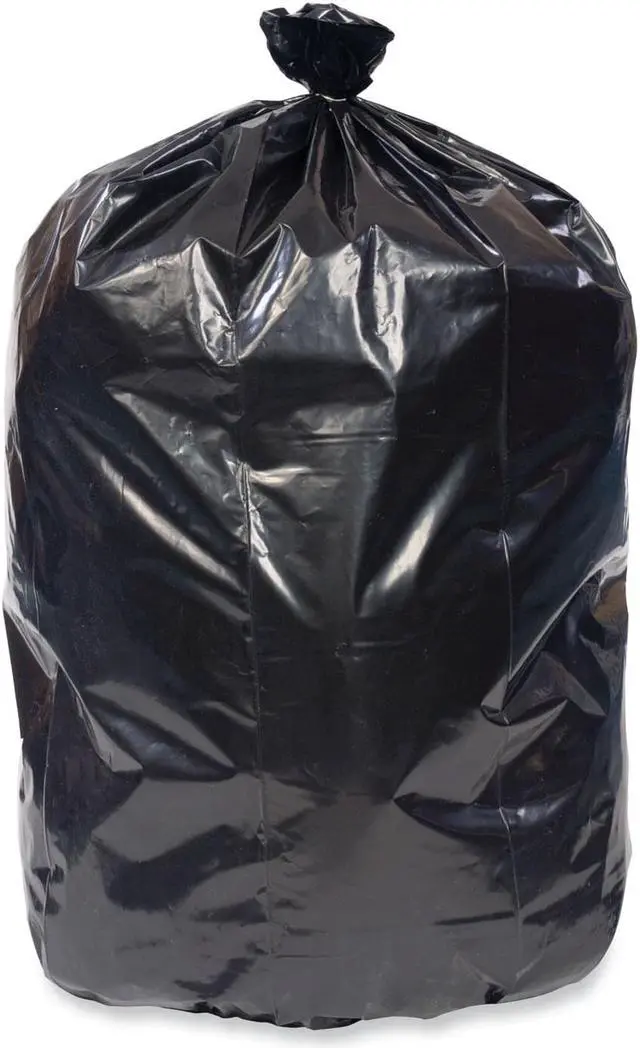 Main image of Eco Strong Plus Can Liners 60 gal 1.7 mil 38" x 58" Black Perforated Roll 100/Carton PCRL385820K