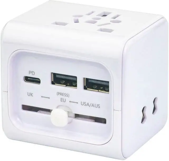Main image of QVS Premium World Travel Power Adaptor with USB-C & Dual-USB Charger Ports PAC5