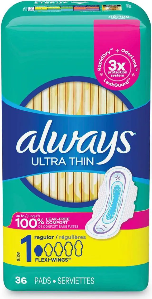 Alt view image 6 of 12 - Always Thin Ultra, Regular With Wings- 36 wipes/6Pk