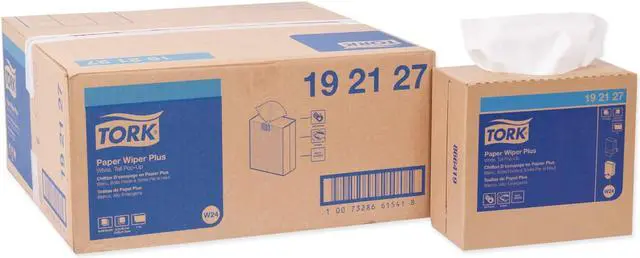 Alt view image 3 of 9 - Tork 192127 Paper Wiper Plus, Pop-Up Box, 1-Ply, 9.25" Width x 16.25" Length, White (Case of 8 Boxes, 100 per Box, 800 Towels)
