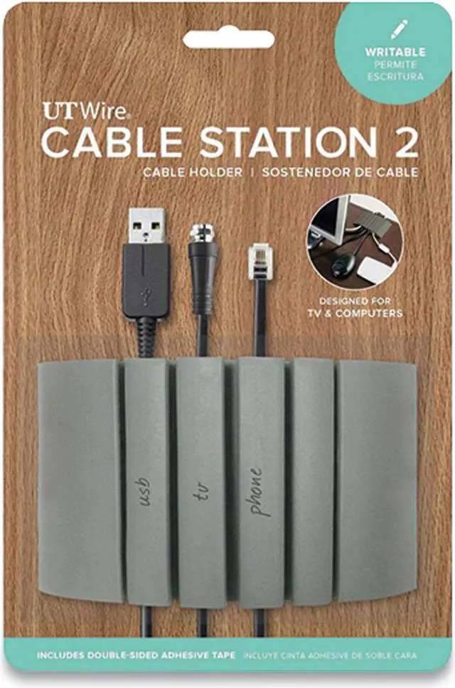 Alt view image 5 of 5 - ut wire utw-cs04-gy cable station-2 mountable organizer, writable grey