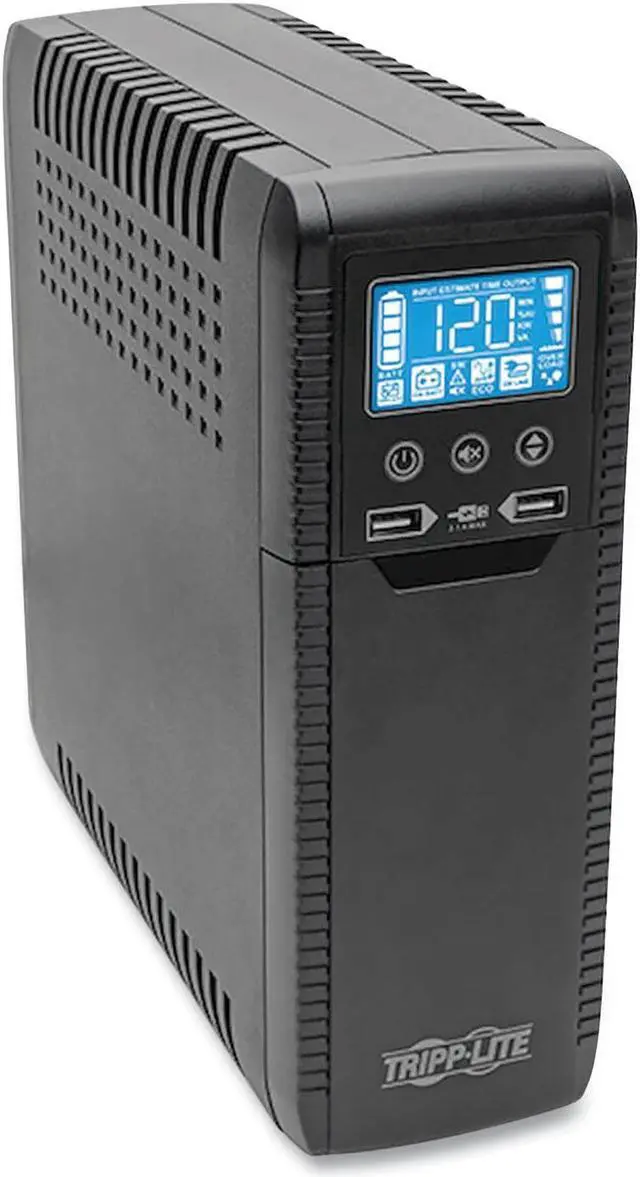 Alt view image 14 of 20 - Tripp Lite 1000 VA 600 Watts ECO-Friendly UPS Battery Backup, AVR Protection, LCD Display, Line-Interactive, 8 Outlets and 2 USB Charging Ports, 120V, Tel Protection (ECO1000LCD)