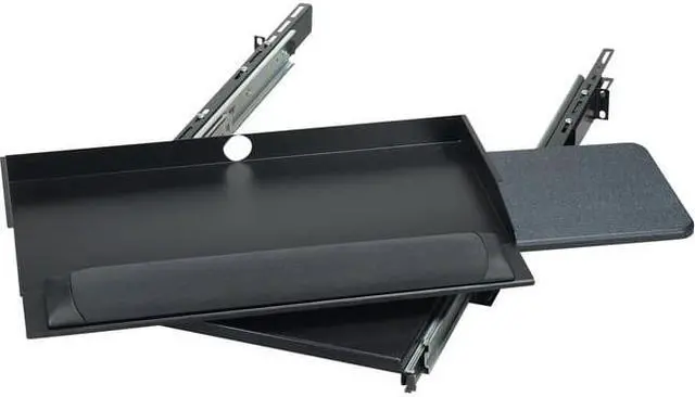 Alt view image 2 of 4 - Black Box RM385 19" Sliding Pivoting Keyboard Tray with Mouse Tray