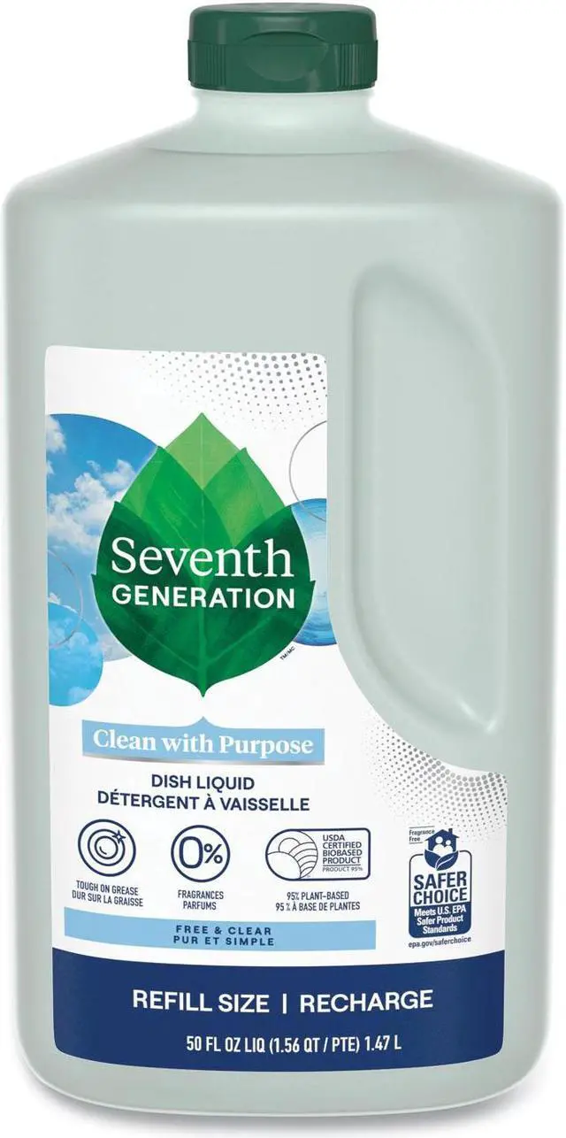 Alt view image 7 of 8 - Natural Dishwashing Liquid, Free & Clear, Jumbo 50 oz Bottle