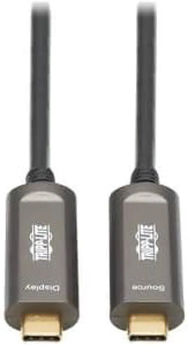 Main image of Tripp Lite USB-C to USB-C Plenum-Rated Fiber Active Optical Cable (AOC) - 4K 60 Hz, HDR, 4:4:4, M/M, Black, 10 m - 32.81 ft USB-C Data Transfer Cable for MacBook, Notebook, HDTV, Monitor, TV, Projecto