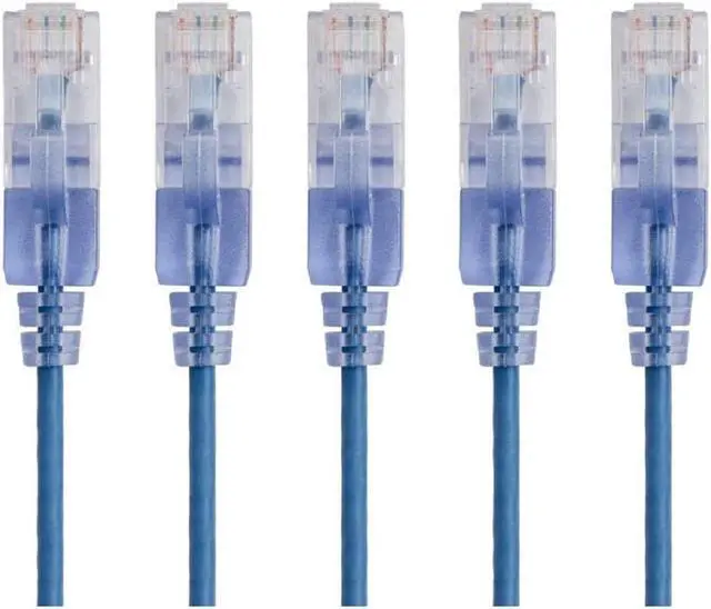 Alt view image 7 of 8 - Monoprice Cat6A Ethernet Patch Cable - 2 Feet - Blue | Network Internet Cord - (5 Pack) RJ45, Stranded, UTP, Pure Bare Copper Wire, 30AWG - SlimRun Series