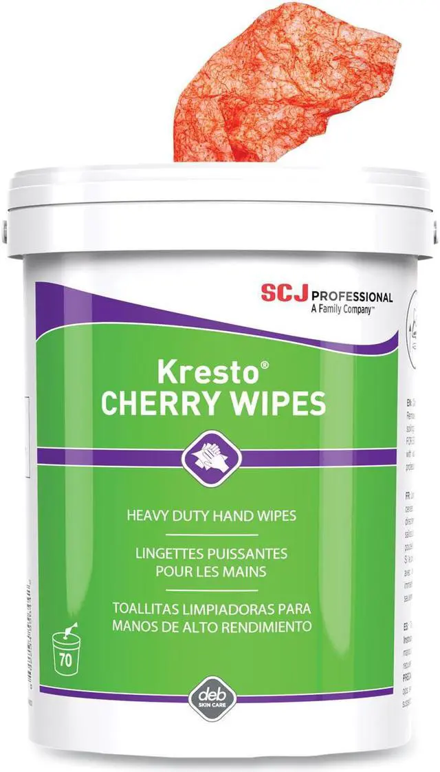 Alt view image 6 of 6 - SC JOHNSON PROFESSIONAL KCW70W Industrial Hand Wipe,Cherry,10x12In.,PK6