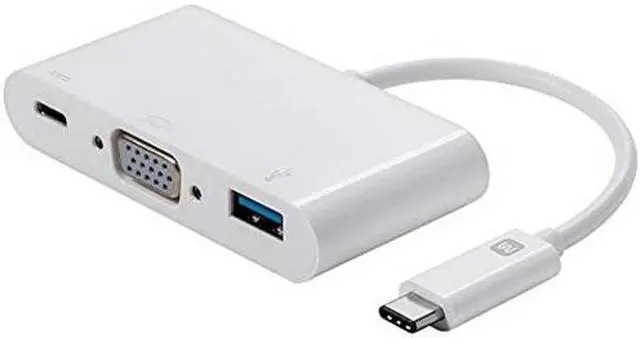 Alt view image 6 of 13 - Monoprice USB-C VGA Multiport Adapter - White, With USB 3.0 Connectivity & Mirror Display Resolutions Up To 1080p @ 60hz - Select Series