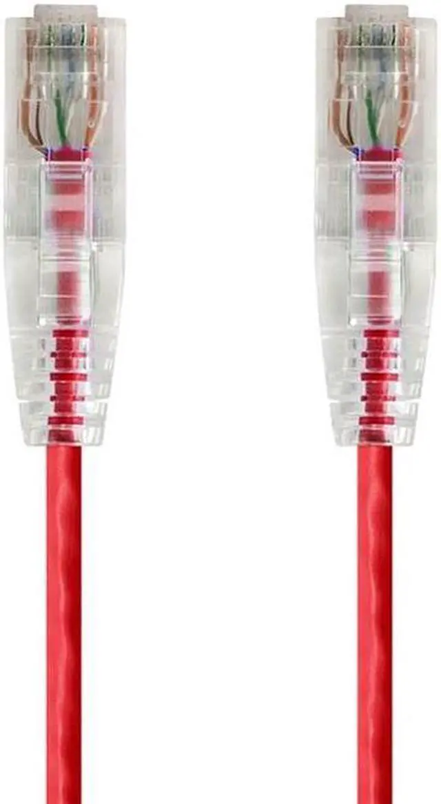 Alt view image 7 of 12 - Monoprice Cat6 Ethernet Patch Cable - 2 feet - Red | Snagless RJ45 Stranded 550MHz UTP CMR Riser Rated Pure Bare Copper Wire 28AWG - SlimRun Series