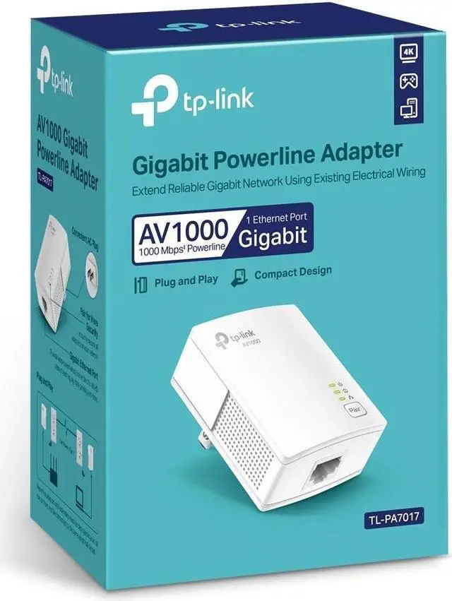 Alt view image 9 of 10 - TP-Link AV1000 Powerline Ethernet Adapter(TL-PA7017) - Gigabit Port, Plug&Play, Ethernet Over Power, Nano Size, Ideal for Smart TV, Online Gaming, Wired Connection Only, Add-on Unit
