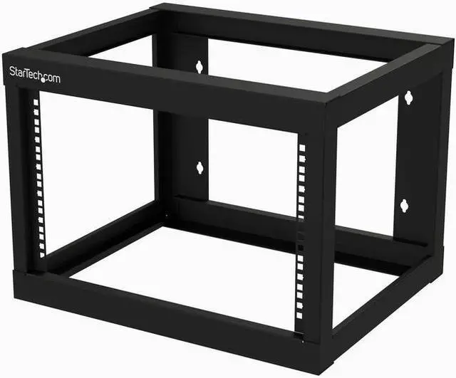 Main image of StarTech 6U Open Frame 2 Post Wall-mount Rack Steel Black RK619WALLO