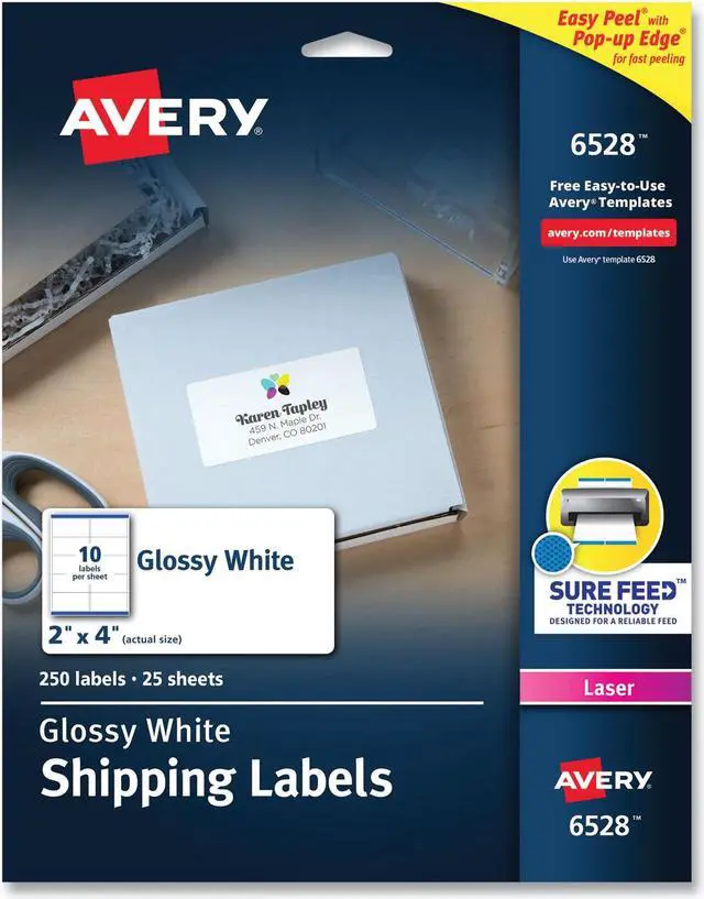 Alt view image 9 of 14 - Avery Mailing Labels Shipping 2"x4" 250/PK Glossy WE 6528
