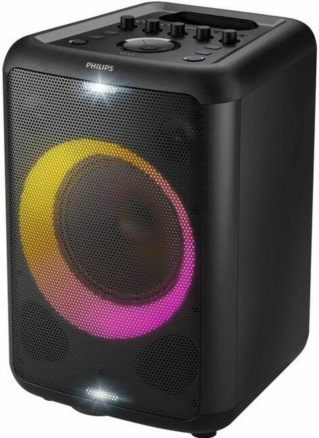 Alt view image 4 of 7 - Philips X3206 Portable Bluetooth Party Speaker with Party Lights and Built-in Carry Handle - Black
