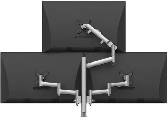 Alt view image 3 of 4 - atdec AWMS-3-D4651-H-S Triple "pyramid" Monitor Arms on 20" Post