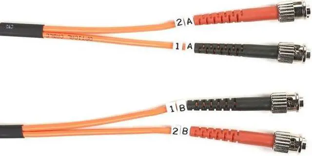 Alt view image 8 of 9 - Black Box FO625-001M-STST Connect OM1 62.5-Micron Multimode Fiber Optic Patch Cable - OFNR PVC, ST-ST, Orange, 1-m (3.2-ft.)