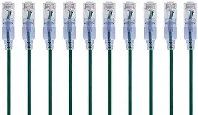 Alt view image 6 of 7 - Monoprice SlimRun Cat6A Ethernet Patch Cable - Network Internet Cord - RJ45, Stranded, UTP, Pure Bare Copper Wire, 30AWG, 6in, Green, 10-Pack