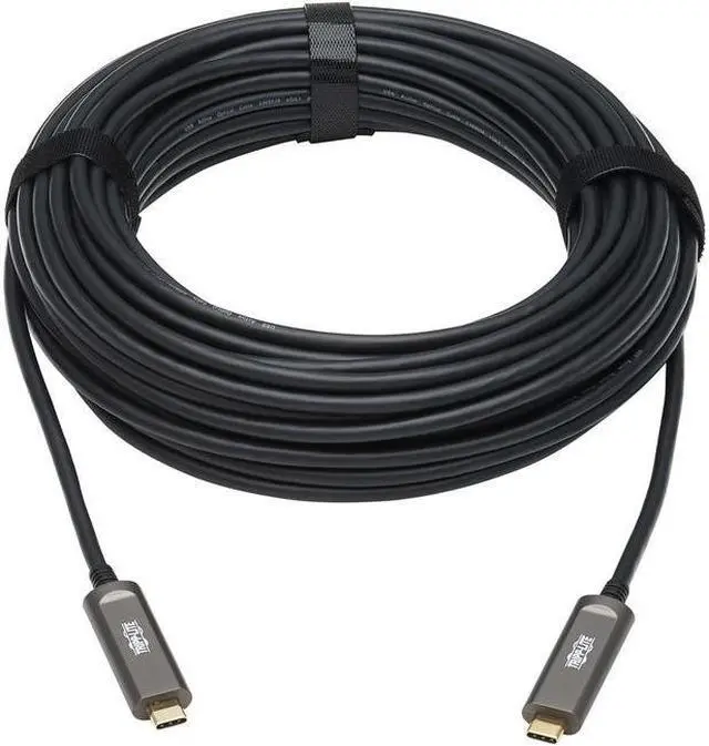 Main image of Tripp Lite USB-C AOC Cable (M/M) - USB 3.2 Gen 2 (10 Gbps) Plenum-Rated Fiber Active Optical Cable - Data Only, Black, 10 m - 32.81 ft USB-C Data Transfer Cable for Server, Hard Drive, Desktop Compute