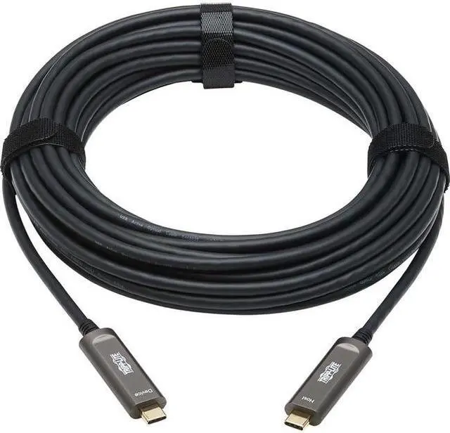 Alt view image 2 of 18 - Tripp Lite USB-C AOC Cable (M/M) - USB 3.2 Gen 2 (10 Gbps) Plenum-Rated Fiber Active Optical Cable - Data Only, Backward Compatible, Black, 15 m - 49.21 ft USB-C Data Transfer Cable for Hard Drive, De