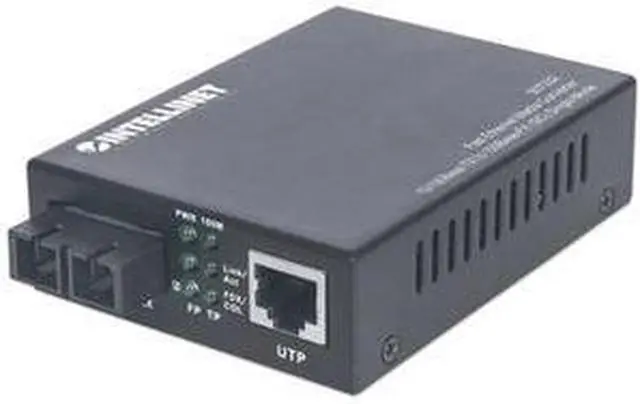 Alt view image 6 of 11 - Intellinet Fast Ethernet Single Mode Media Converter, 10/100Base-TX to 100Base-FX (SC) Single-Mode, Wavelength 1310 nm, 20 km (12.4 mi)