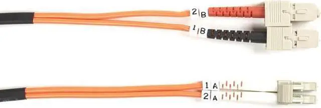 Alt view image 5 of 6 - Black Box FO625-003M-SCLC OM1 62.5-Micron Multimode Fiber Optic Patch Cable - OFNR PVC, LC-SC, Orange, 3m (9.8 ft.)