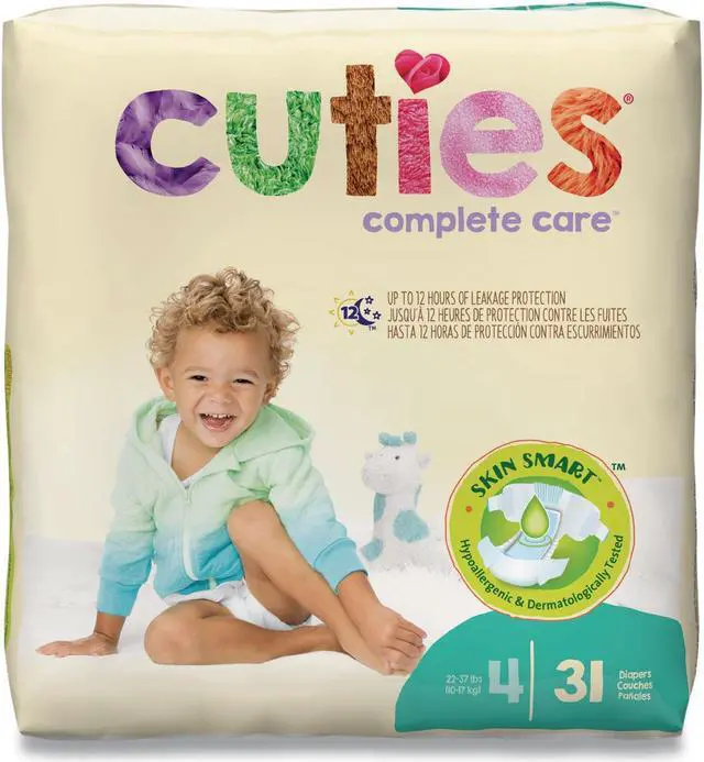 Alt view image 2 of 2 - Cuties Baby Diapers, Size 4 (22 - 37 lbs), Case/124 (4/31s)