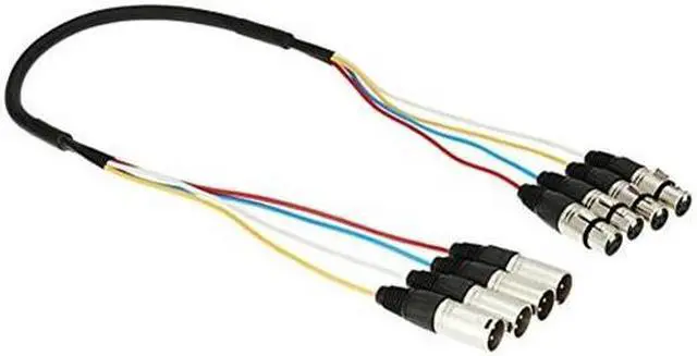 Alt view image 15 of 15 - Monoprice 4-Channel XLR Male to XLR Female Snake Cable Cord - 3 Feet- Black/Silver With Metal Connector Housings Plastic And Rubber Cable Boots