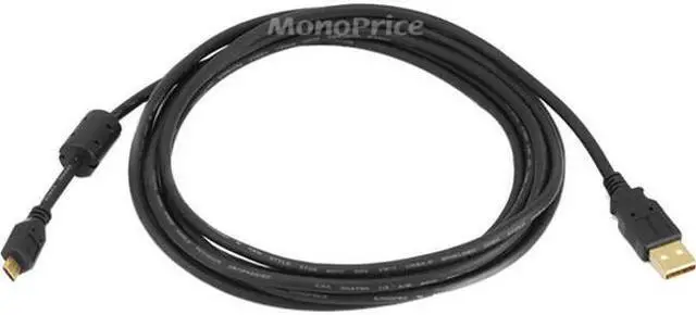 Alt view image 9 of 12 - Monoprice USB 2.0 Cable - 10 Feet - Black | USB Type-A Male to Micro Type-B 5-pin Male 28/24AWG Cable with Ferrite Core, Gold Plated