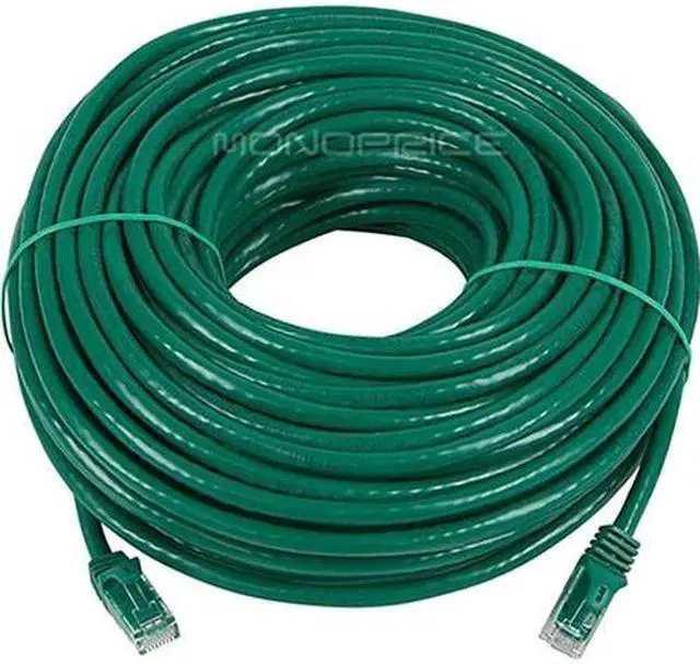 Alt view image 6 of 10 - Monoprice Cat6 Ethernet Patch Cable - 100 Feet - Green | Network Internet Cord - RJ45, Stranded, 550Mhz, UTP, Pure Bare Copper Wire, 24AWG - Flexboot Series